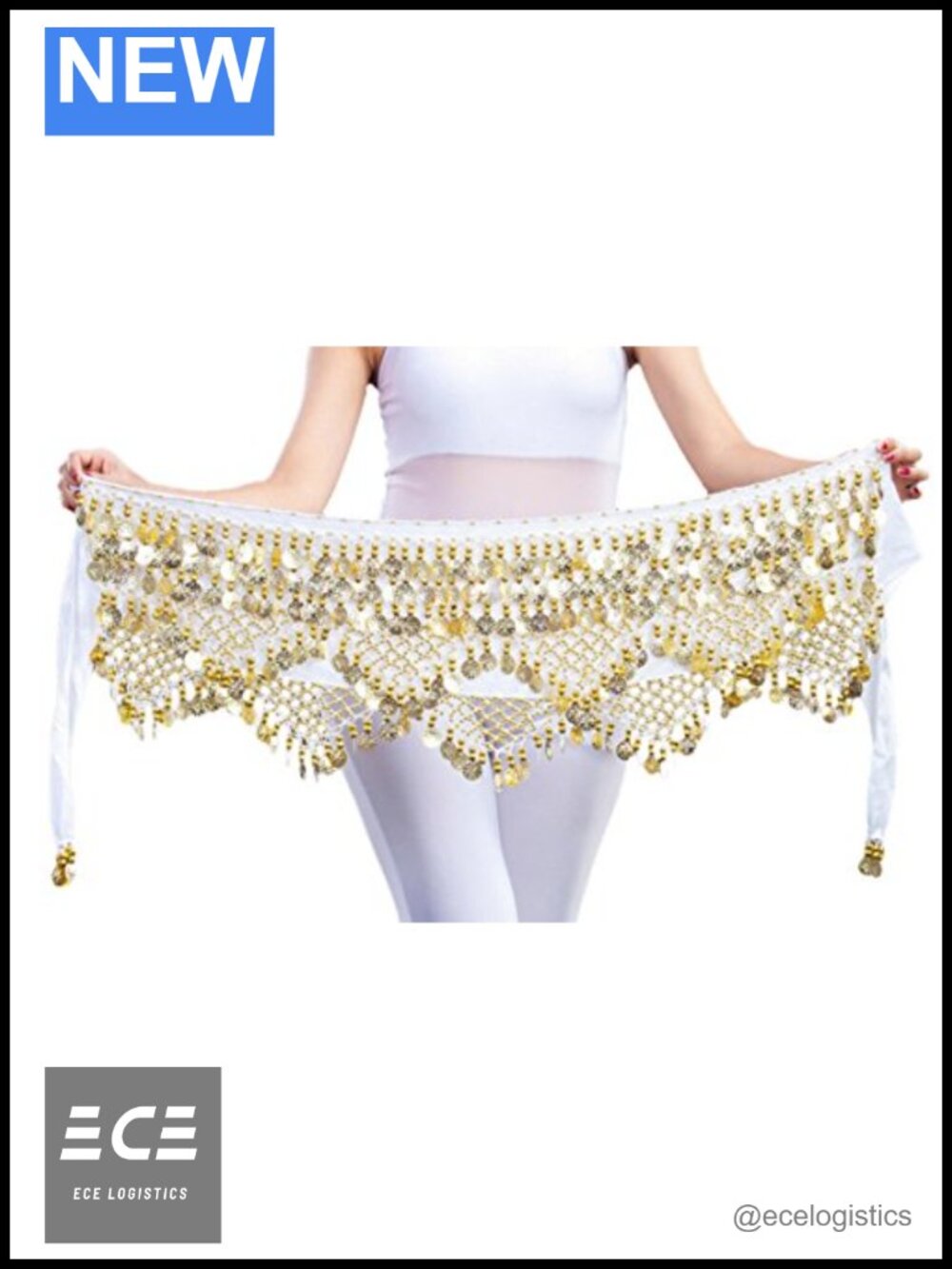 Belly Dance Hip Scarf with Coins Velvet Belt 320 Coins Performance Wrap